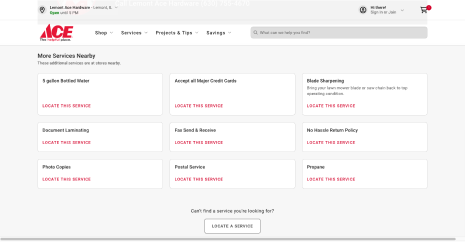 In-Store Services Screen Shot