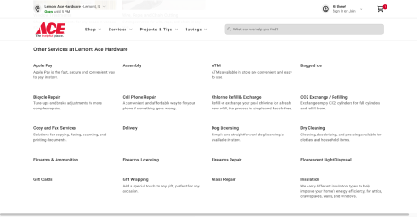 In-Store Services Screen Shot