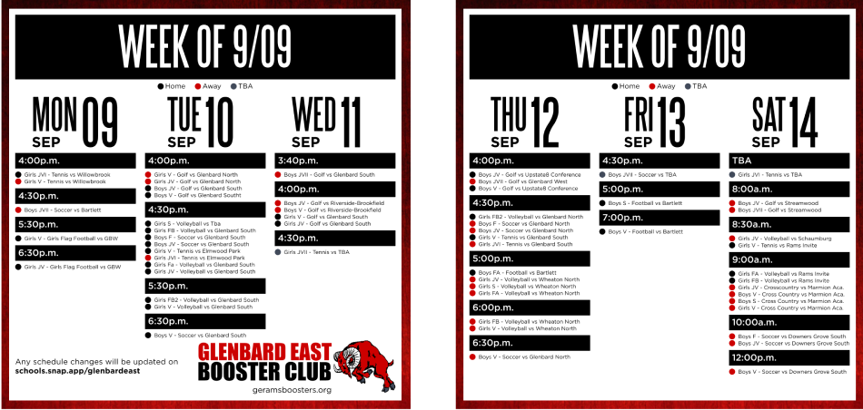 Glenbard East Sports Calendar